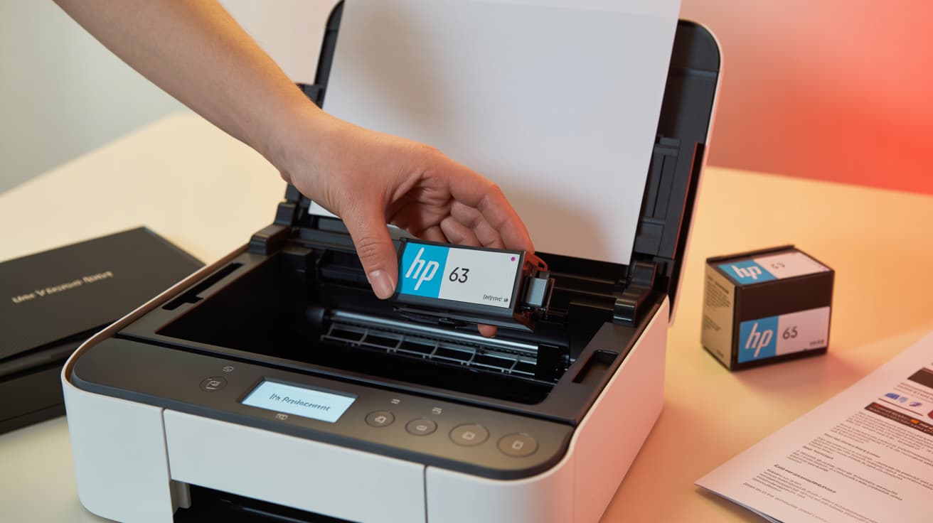 printer ink replacement in HP printer using HP 63 cartridge for proper maintenance